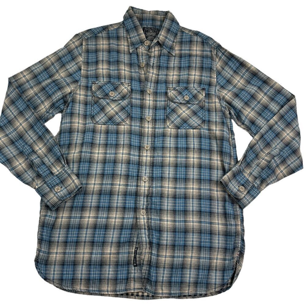 Lucky Brand Plaid Soft 100% Cotton Western Button Down Shirt Men's Size Medium